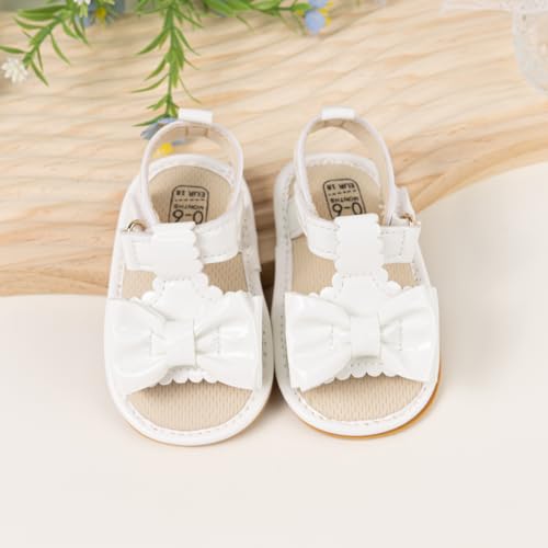 Image of Babelvit Infant Baby Girl Boy Sandals Comfort Premium Summer Outdoor Casual Beach Shoes with Flower Bowknot Anti Slip Rubber Sole Newborn Toddler Prewalker First Walking Shoes