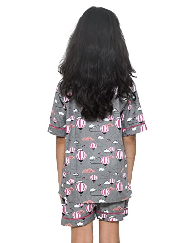 Image of Girls Premium Cotton Full Sleeves Printed Nightsuit Set | Collar Style Night Dress for Girls | Soft & Breathable Pajama Set | Trendy Kids Sleepwear & Nightwear