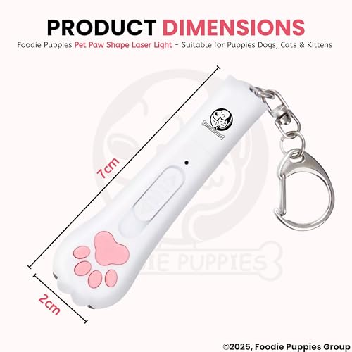 Image of Foodie Puppies Paw Shape USB Laser Pointer Cat Teasing Toy with 5 Adjustable Patterns I Pet Chaser Tease Laser Light with Keyring for Cats, Kitten, Puppies & Dogs I Fun Exercise & Training Toy