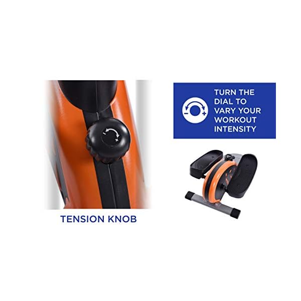 Stamina InMotion E1000 Compact Strider - Seated Ellipticalwith Smart Workout App - Foot Pedal Exerciser for Home Workout - Up to 250 lbs Weight Capacity - Black Orange