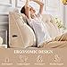 Sasttie Headboard Pillow Twin/Twin XL, Wedge Pillow Headboard for Dorm, Triangular Daybed Backrest Cushion for Sitting or Reading in Bed, with Removable Washable Cover, Beige