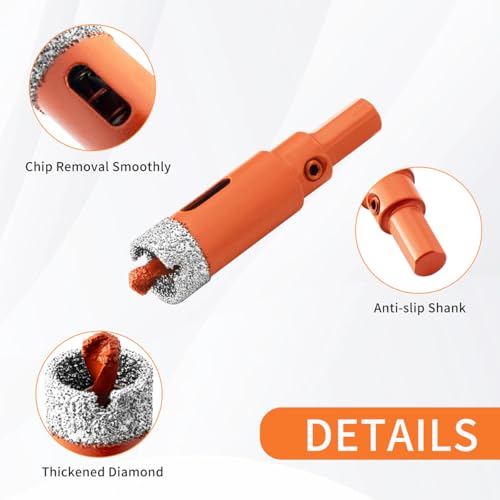 Meccion Diamond Hole Saw 16mm with Pilot Guide Bit, Professionals Brazed Diamond Drill Bit Hole Cutter for Tile, Porcelain, Glass, Ceramic, Marble 2 Meccion Diamond Hole Saw 16mm with Pilot Guide Bit, Professionals Brazed Diamond Drill Bit Hole Cutter for Tile, Porcelain, Glass, Ceramic, Marble - Image 2