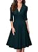 MIUSOL Women's Retro Deep-V Neck Half Sleeve Vintage Casual Swing Dress, Green, X-Large