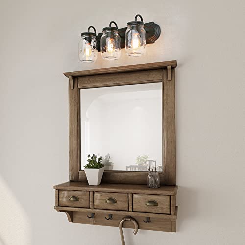 Lnc Bathroom Vanity Light Fixtures, Farmhouse Mason Jar Wall Sconce Over Mirror With Oil Rubbed Bronze, A02980 #TOP1