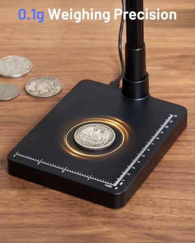 Image of TOMLOV Coin Microscope with Weighing Scale, 7 inch Digital Magnifier DM4W Max | 2K Full View Coin Scope, 0.1g Accuracy, LED Lights, Weight Scale for Coin Collectors, Jeweler, Students, Win /Mac Compatible
