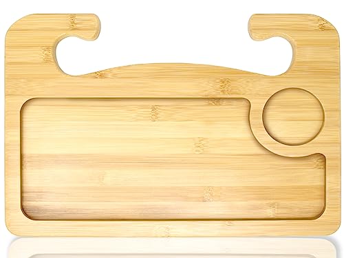 Image of EcoNour 2 in 1 Car Steering Wheel Desk | Lap Desk for Convenient Working | Bamboo Trays for Eating | Interior Accessories for Truck Drivers | Lightweight Wooden Tray with Easy Storage