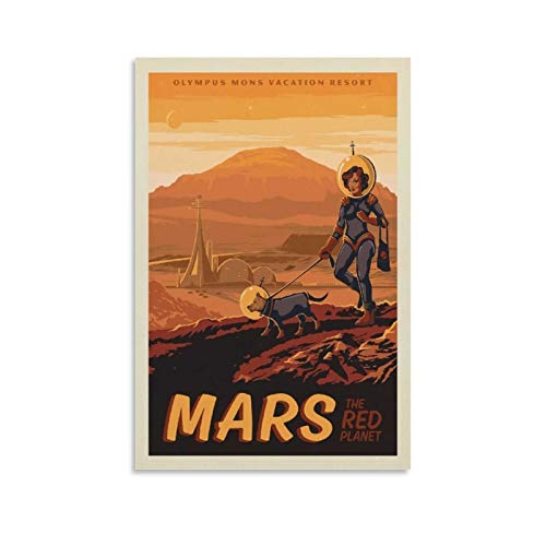 Retro Space Adventure Poster Red Planet Mars Poster Dekorative Malerei Leinwand Wandposter und Kunstdruck Modernes Familienschlafzimmer Dekor Poster 20 x 30 cm