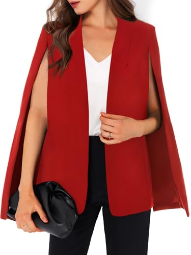 GAMISOTE Womens Cape Blazer Split Sleeve Open Front Casual Jacket