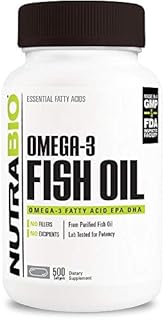 NutraBio Omega 3 Fish Oil Supplement for Cardiovascular Health - 500 Softgels