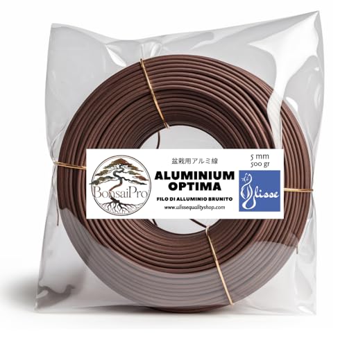 ULISSE® BonsaiPro Aluminium Optima - Filo per Bonsai Brunito - Modellabile e Resistente - Vari Diametri - 500g - per Modellare e Correggere la Forma dei Rami - Attrezzi Bonsai Professionali (5 mm)