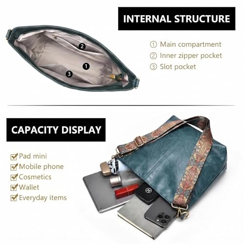 Image of Fashion Hobo Bags for Women Vegan Leather Crossbody Bag with Guitar Strap Shoulder Purses and Handbags