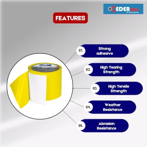 Image of Tarpaulin PVC Repair Tape 5m 100% Waterproof, UV-Resistant & Heavy Duty Duct Tape for Truck Covers Tarpaulins, Tents, PVC and others application 9.5cm x 5m Roll per Pack (Yellow)