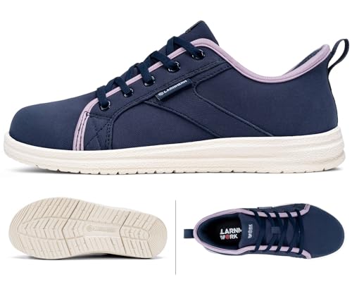 Image of LARNMERN Slip On Steel Toe Shoes Women Work Walking Sneakers Skate Hands Free Safety Tennis Shoes