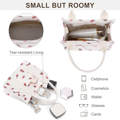 Image of Corduroy Tote Bag Small Satchel Bag for Women Crossbody Bag Purse with Zipper Casual Hobo Handbag