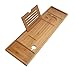 Produktbild Mzq-yj Premium Caddy Bridge Aus 100% Natürlichem Bambusbad - Ausziehbare Bücherablage, Weinglashalter, Gerätefach Für EIN Spa-Erlebnis Zu Hause,L