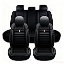 5-Teiliges Autositz-Schon-Set, Universal Autositzbezüge für Nissan Almera Juke Leaf Micra Navara Pulsar Qashqai Qashqai+2 X-trail, Kunstleder, Atmungsaktiv & Wasserdicht & Kratzfest, (Schwarz)