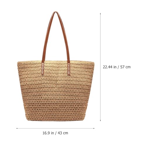 Woven Beach Tote Bag for Women Straw Handbag Minimalist Summer Purse for Daily Use for Beach Hiking and Camping Stylish and Portable Design4