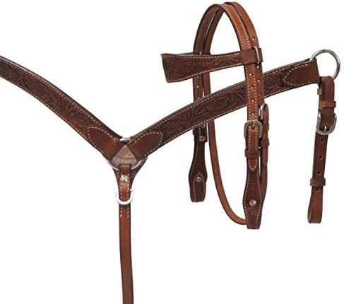Showman Mini Floral Tooled Headstall & Breast Collar Set w/Reins