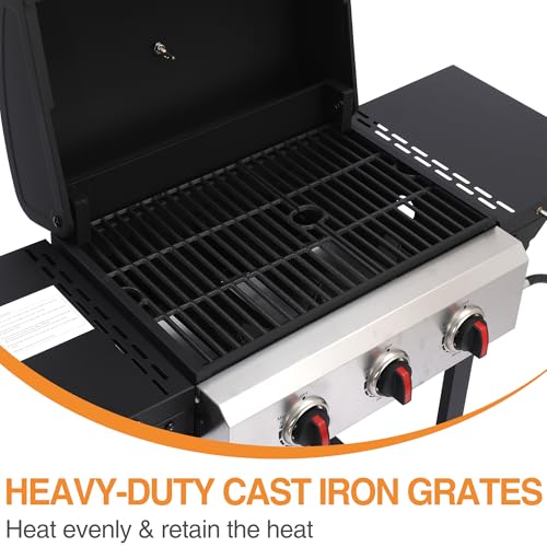 Portable 3-Burner Propane Gas Grill