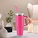 KooK Stainless Steel Tumbler, with Straw and Handle, Leakproof, Vacuum Insulated Travel Coffee Mug, Reusable Double Walled Water Bottle, Keeps Hot or Cold, 40 oz, Bubblegum Pink