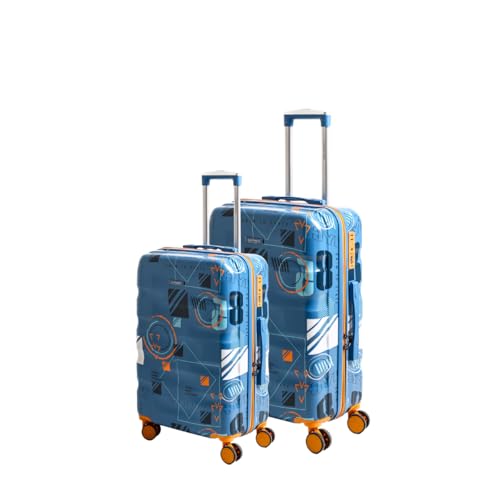 Image of Trolley Bag Set of 2 Blue 55cm & 65cm | Polycarbonate Suitcase for Travel | Hard Luggage with 360 Spinner Wheels | TSA Lock, Antitheft Zipper & Dual Cover Interior Manchester