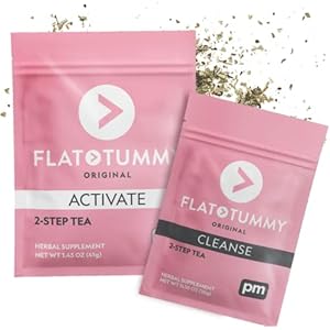 Flat Tummy Tea – 2-step, 4 Week Program – Detox Tea to Boost Energy & Reduce Bloating* – All Natural Detox Cleanse w/ Green Tea, Lemon Balm, Dandelion, Fennel, & More – Digestion support