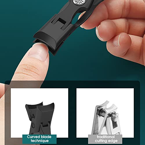 Image of MAYCREATE Nail Cutter For Men Stainless Steel Nail Clippers with Leather Cover Toenail Clippers Wide-Opening Sharp Jaws for Thick Nails,Professional Trimmer