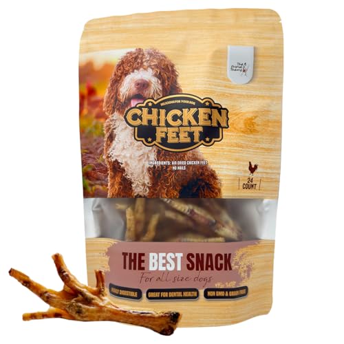 The Primal Theory Dehydrated Chicken Feet for Dogs - Single Ingredient Dog Chews - Made in USA - 100% Digestible Chicken Foot Treats - Natural Dog Treats - Dried Chickens Treat for Dogs - 24 Count
