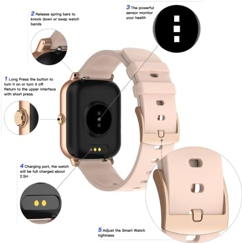 Smart Watch with Make/Dial Calls, 1.7" Touch Screen IP68 Waterproof Smartwatch for Women Men with 24/7 Heart Rate, Blood Oxygen, Sleep Monitor, Step Counter Fitness Tracker for iOS/Android Phone