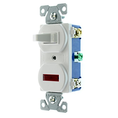 Hubbell RC109WZ Toggle Switch w/Pilot Light, 1-Pole, 15-Amp, 120-Volt, White