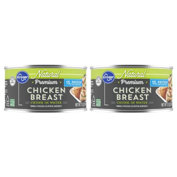 Premium Natural Chicken Breast Chunks in Water, High Protein, Fully Cooked White Meat, No Preservatives, Keto & Paleo Friendly, 10 oz, Pack of 2