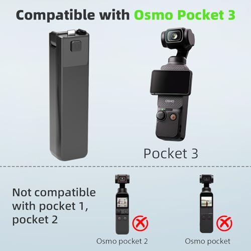 Image of 5000mAh Battery Handle Compatible with DJI osmo Pocket 3 | Portable osmo Pocket 3 Battery Handle, Reserved 1 /4 inch Thread, 22.5W Fast Charging