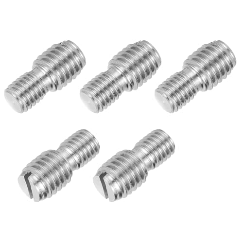 PATIKIL M8x10 to M10x10 Double End Threaded Stud Screw Bolt, 5 Pack Slotted Head 304 Stainless Steel Rod Bolts Thread Reducer Adapter for Furniture Fastener, 20mm Long