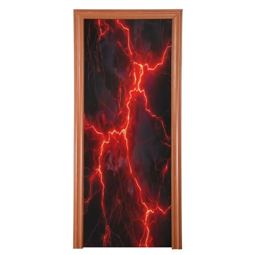 FLildon Red Lightning Door Cover Decoration, Party Accessory Porch Decor for Festive Ornament Room Door Covers 36 x 98 Inch