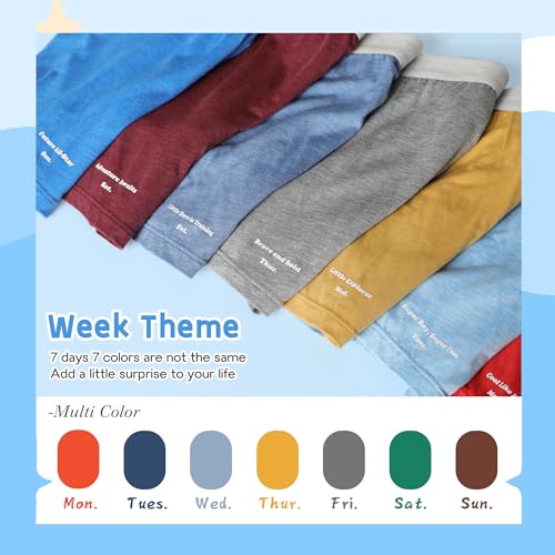 BAMBOO COOL Boys’ Boxer Briefs Underewar for Boy Multicolor Week Theme 7 Pack with Fly Soft and Breathable2
