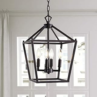 JONATHAN Y JYL7436A Pagoda 12" 4-Bulb Lantern Metal LED Pendant, Classic, Traditional