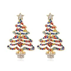 O-2 Rhinestones Christmas Tree Earrings