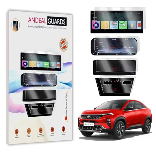 Image of Screen Guard For TATA CURVV 2024 |10.25 INCH INFOTAINMENT [Thin Bezel] + INSTRUMENT CLUSTER + STEERING + AC Protector | 9H Car Display Accessories 2025 [Not Tempered Glass]