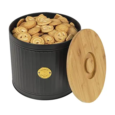 Panera negra con tapa de bambú y tabla de cortar Cover