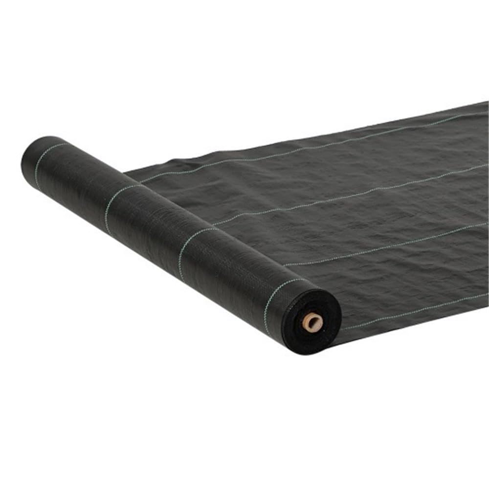 Geotextil de Malla de jardín de 50 m, Malla Permeable de Tela Grapa de Paisaje de Polipropileno Negro de 100 g/m² 1 Pieza(2m)