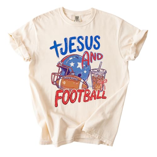 Daytee Jesus and Football Helmet Graphic T-Shirt and Christian Sunday