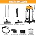 Hoteche 20 Gallon Wet Dry Vacuum Cleaner, Industrial Shop Vac with 5-Piece Accessories, Dual-Motor, Metal Tank, for Garage, Workshop, Basement Flood Cleanup