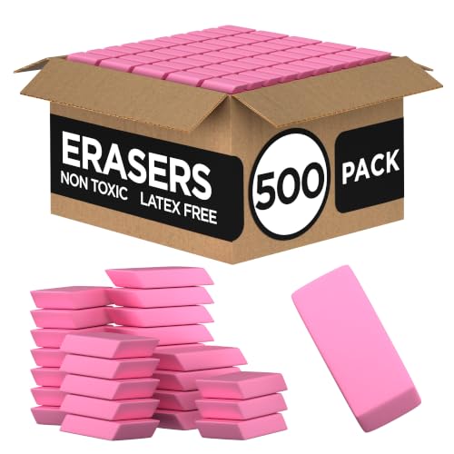 Erasers Bulk for School and Kids - Pink, Pencil, and Large Erasers