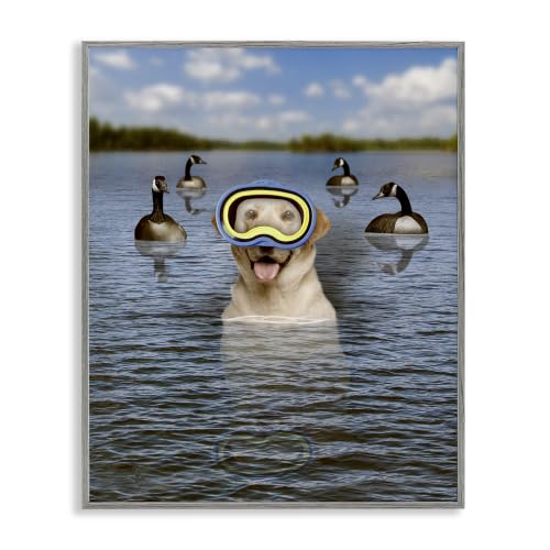 'Funny Dog Goggles Swimming Bay'| Framed Giclee Art