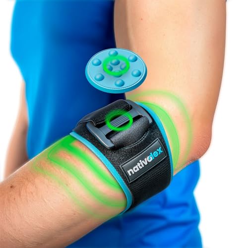 NativoDex Codera Epicondilitis Hombre y Mujer, Banda Epicondilitis con Almohadilla de Presión, Brazalete para Codo de Tenista y Golfista – Ajustable, Transpirable