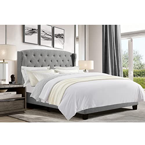 Rosevera Essential Wingback Platform Tufted Headboard/Fabric Upholstered Bed