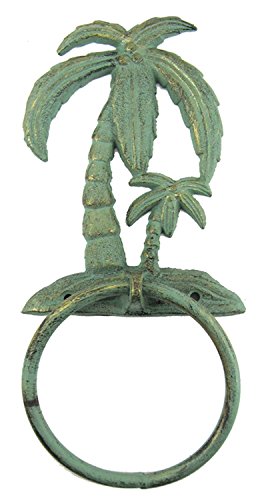 Palm Trees Guest Kitchen Or Hand Towel Ring Verdi Green Cast Iron 9.75 Inches #TOP9