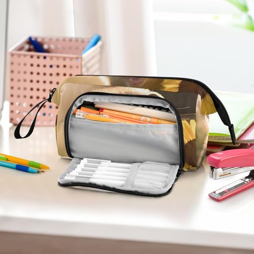 Image of SUABO Big Capacity Pencil Case, Cute Ferrets Daisy Pen Bag Pouch Holder Stationery Bag School College Office Organizer for Teen Adults Student
