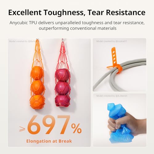 Image of ANYCUBIC TPU Filament 1.75mm, 95A Soft Flexible 3D Printer Filament, Dimensional Accuracy + /- 0.03mm, Print with Most FDM 3D Printers, 1KG Spool, Clear Red