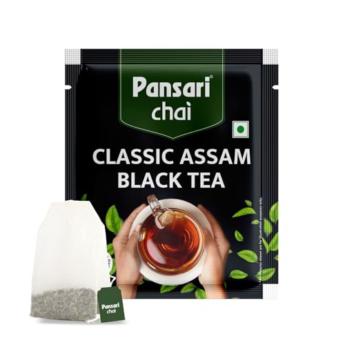 Image of Pansari Classic Assam Black Tea - 25 Premium Tea Bags | Low Caffeine | Rich in Antioxidants | Immunity Booster | Detox & Metabolism Support